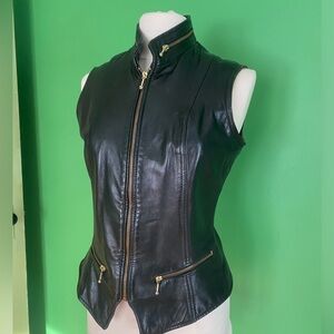 Vintage 90s VAKKO Black real Leather vest punk moto made in USA